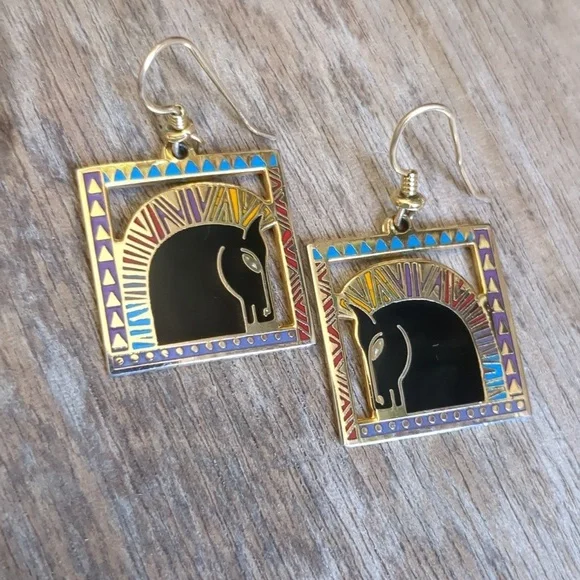 LAUREL BURCH Vintage Equus Earings - Gold Horse Design - Picture 3 of 6